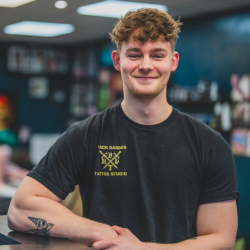 Black Dagger Tattoo Norwich - Apprentice Tattooist Sam Ashpole. Photography by Lee Blanchflower, Blanc Creative